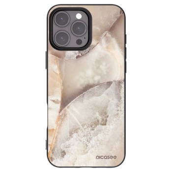 Picasee Μαύρη θήκη σιλικόνης για Apple iPhone 16 Pro Max - Cream marble
