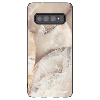 Picasee Μαύρη θήκη σιλικόνης για Samsung Galaxy S10 G973 - Cream marble