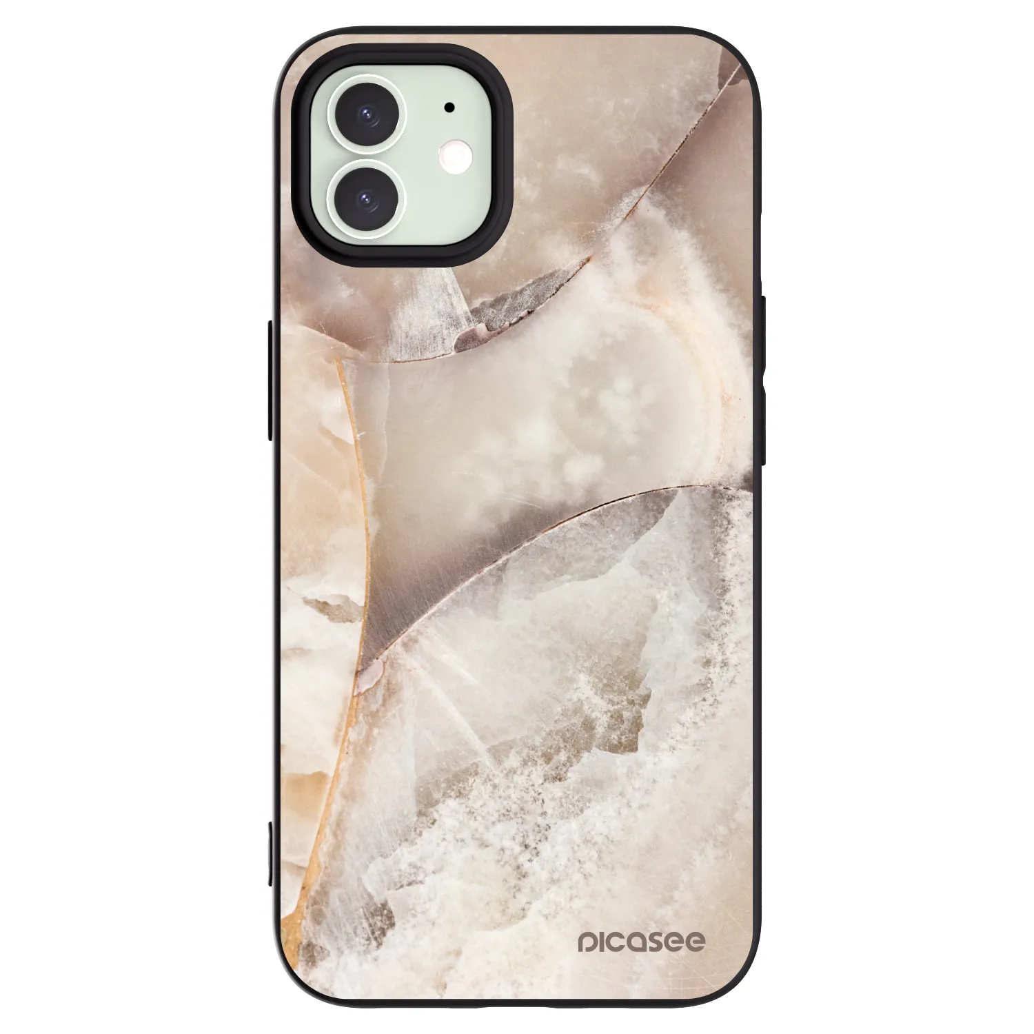 Picasee Μαύρη θήκη σιλικόνης για Apple iPhone 12 Pro - Cream marble