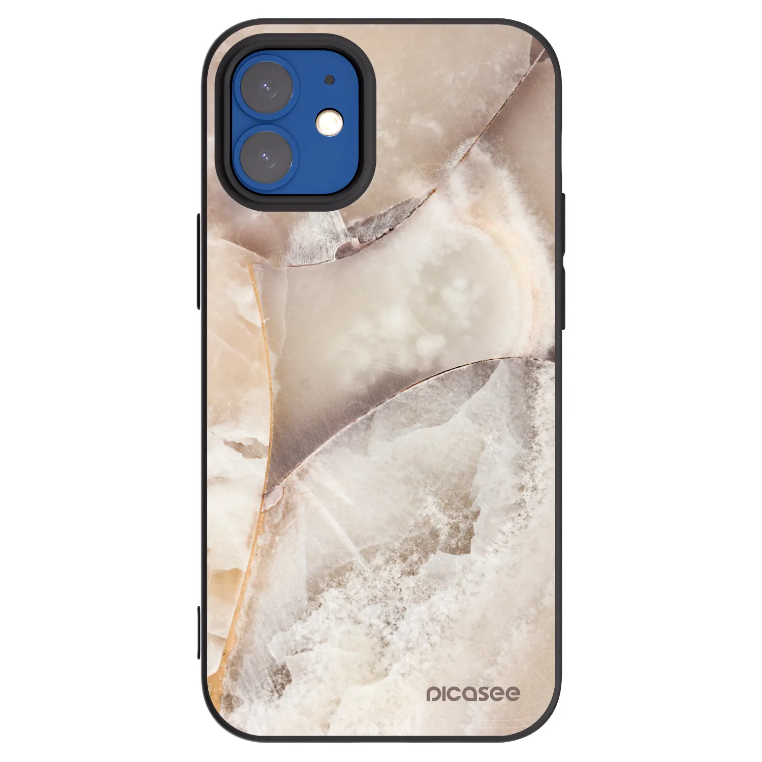 Picasee Μαύρη θήκη σιλικόνης για Apple iPhone 12 mini - Cream marble