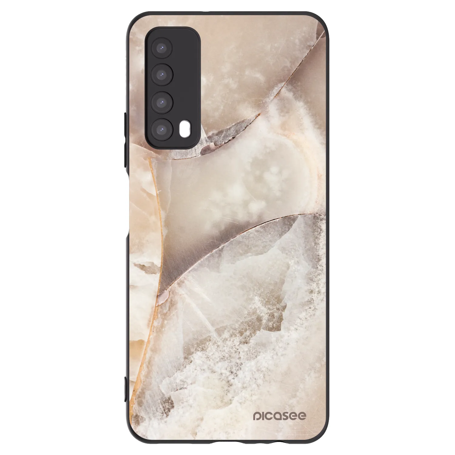 Picasee Μαύρη θήκη σιλικόνης για Huawei P Smart 2021 - Cream marble
