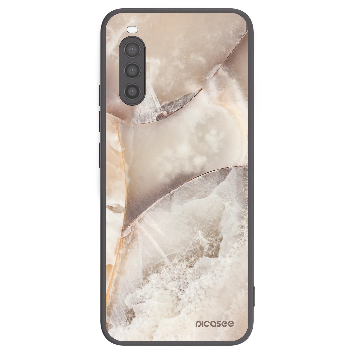 Picasee Μαύρη θήκη σιλικόνης για Sony Xperia 10 II - Cream marble