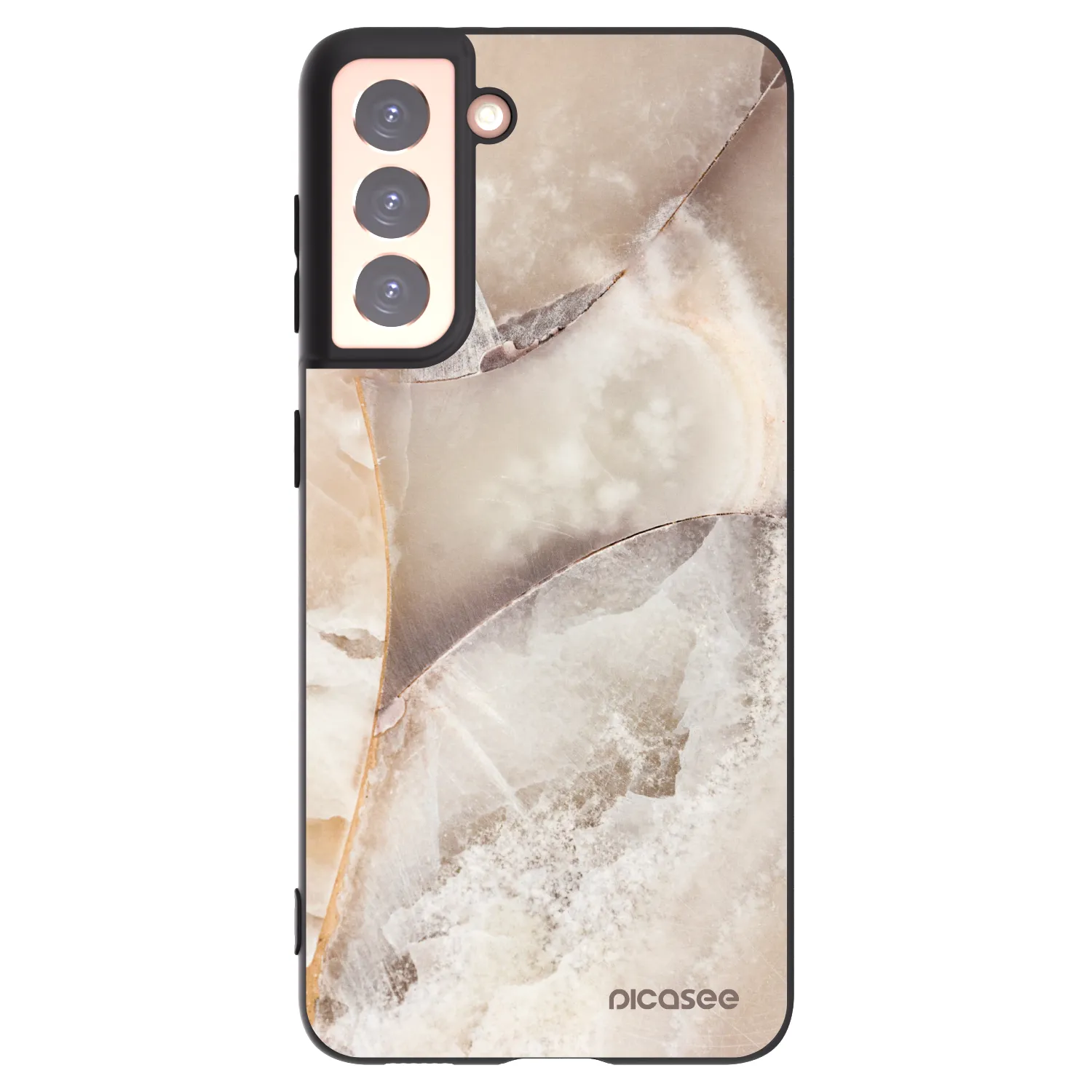 Picasee Μαύρη θήκη σιλικόνης για Samsung Galaxy S21 5G G991B - Cream marble