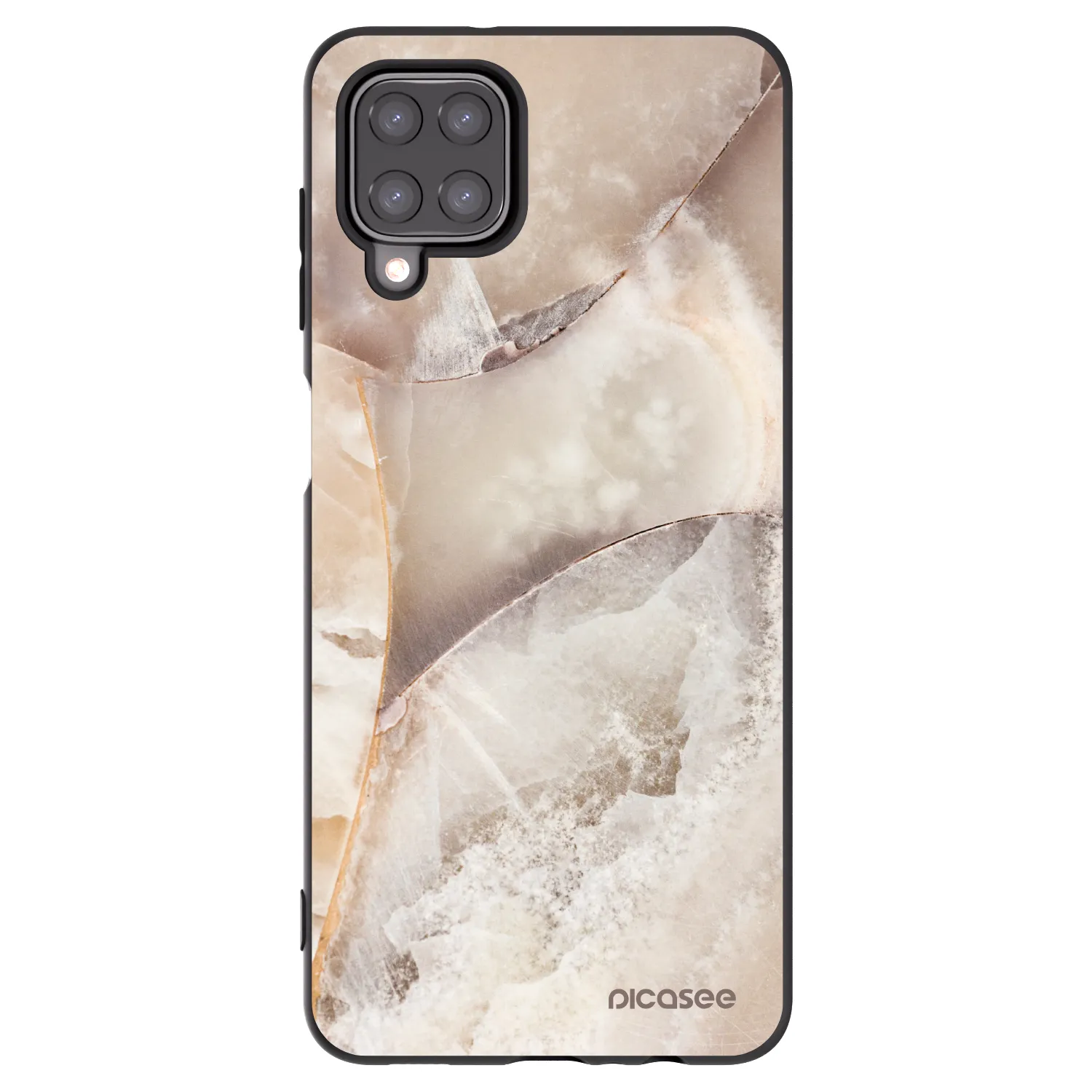 Picasee Μαύρη θήκη σιλικόνης για Samsung Galaxy A12 A125F - Cream marble