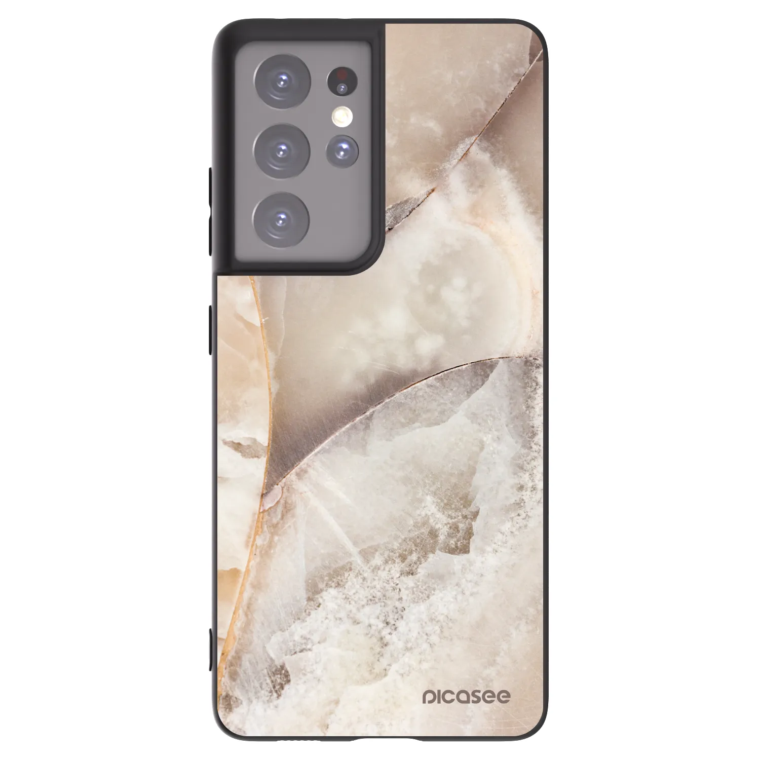Picasee Μαύρη θήκη σιλικόνης για Samsung Galaxy S21 Ultra 5G G998B - Cream marble