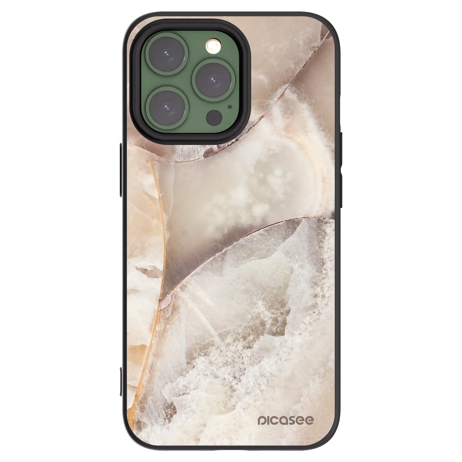 Picasee Μαύρη θήκη σιλικόνης για Apple iPhone 13 Pro - Cream marble