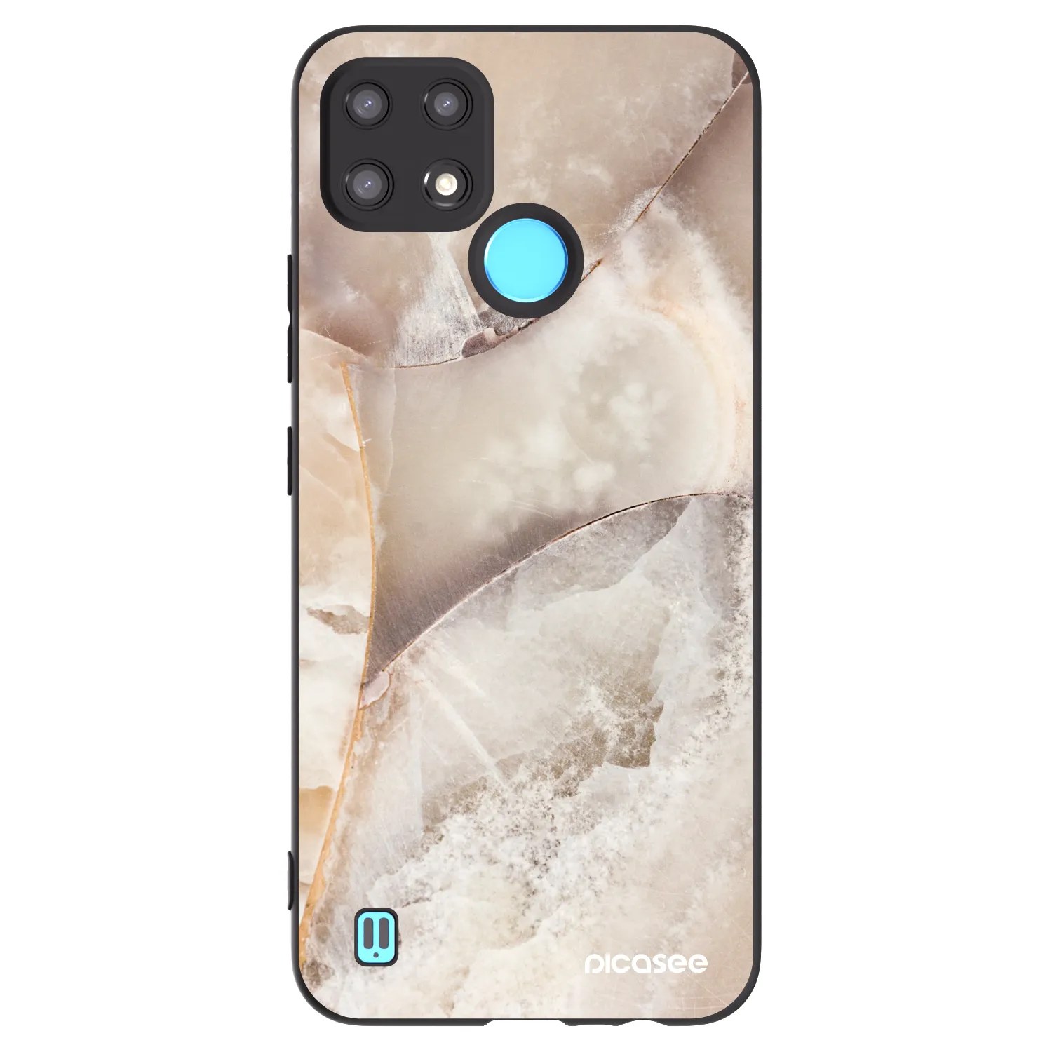 Picasee Μαύρη θήκη σιλικόνης για Realme C21 - Cream marble