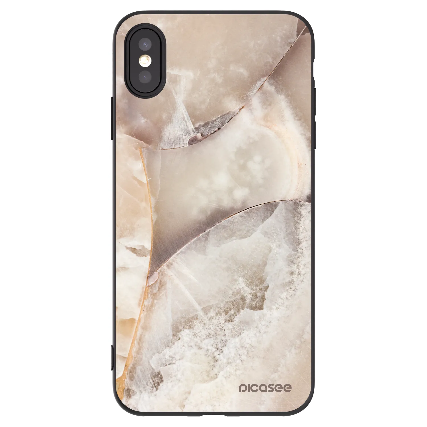 Picasee Μαύρη θήκη σιλικόνης για Apple iPhone XS Max - Cream marble