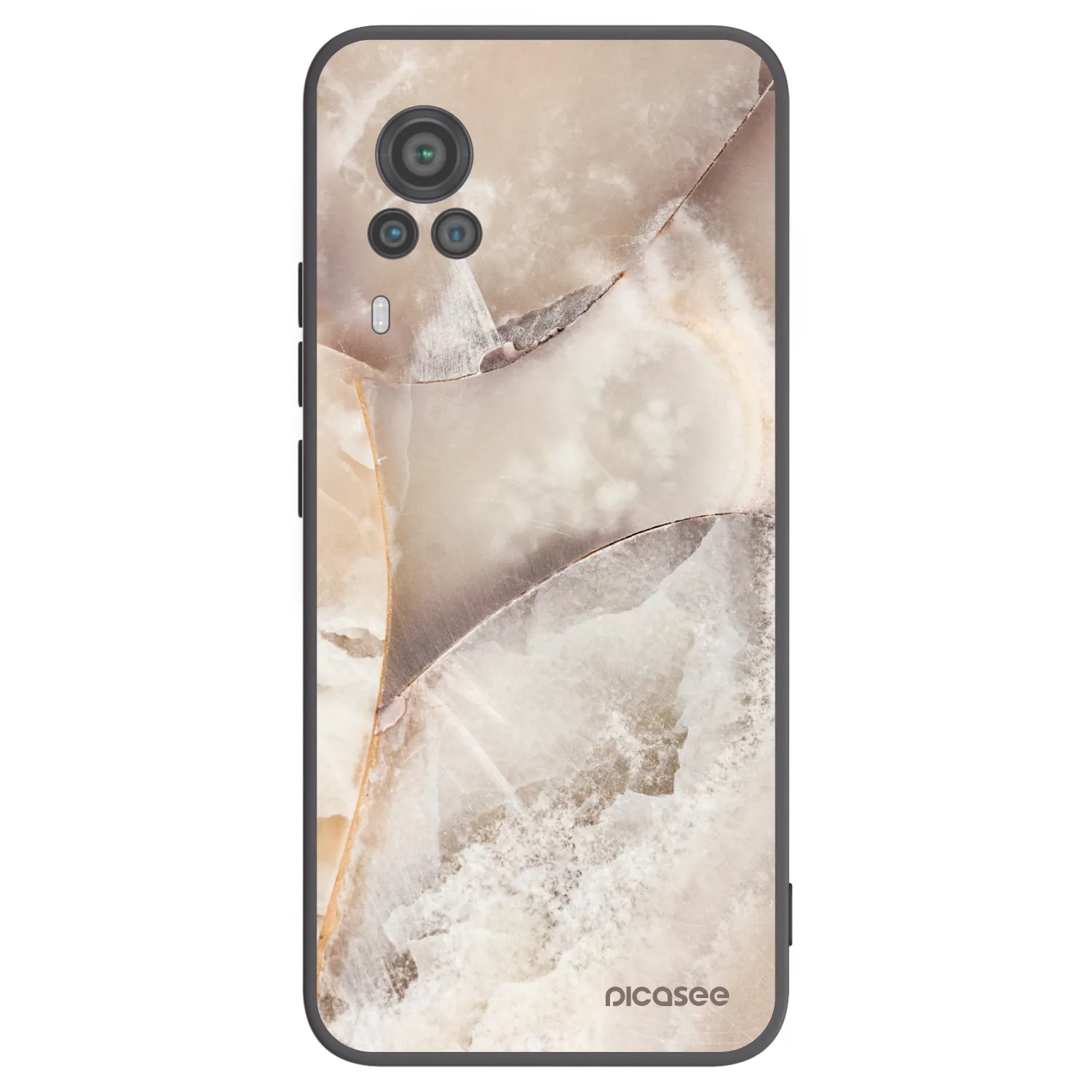 Picasee Μαύρη θήκη σιλικόνης για Vivo X60 Pro 5G - Cream marble