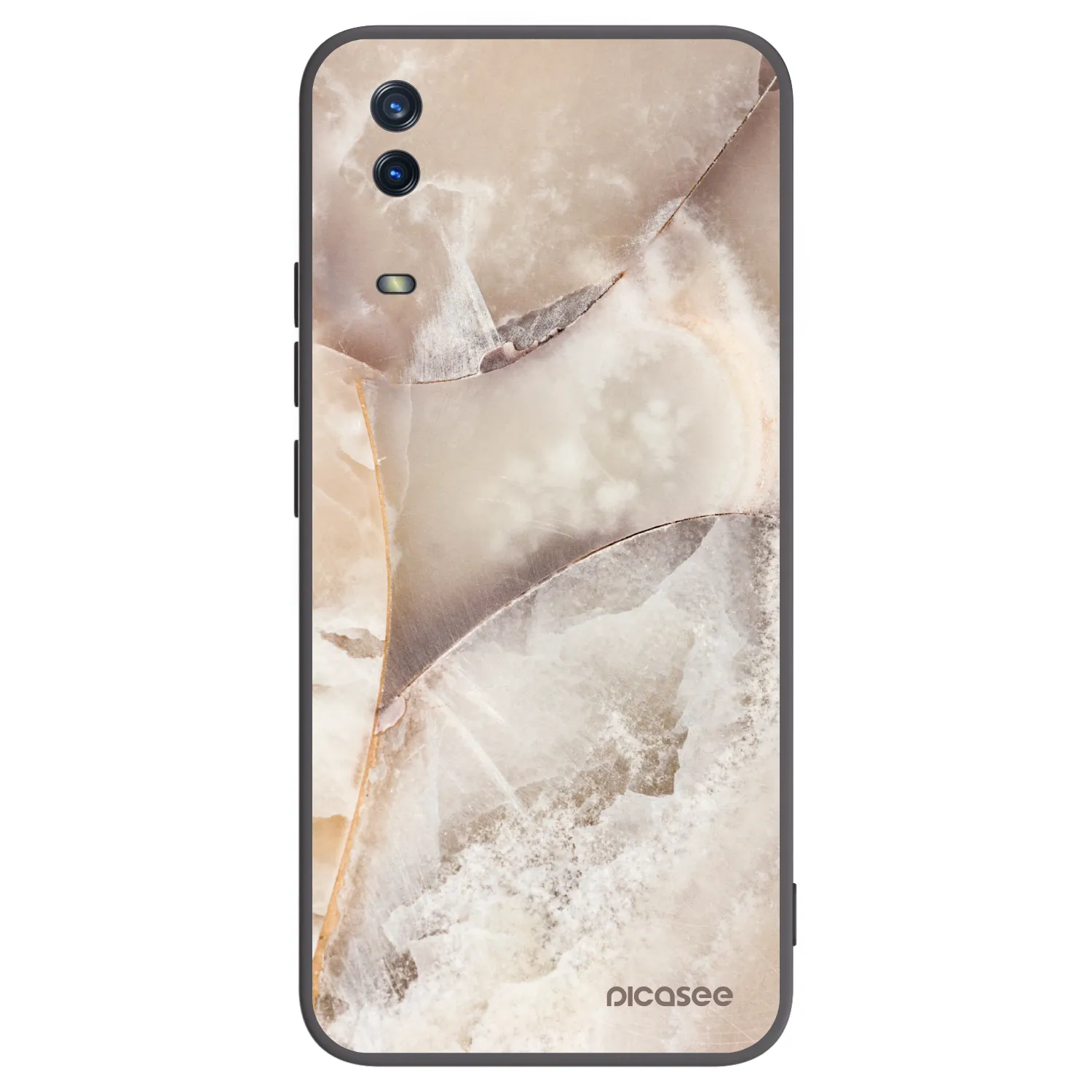 Picasee Μαύρη θήκη σιλικόνης για Vivo Y11s - Cream marble