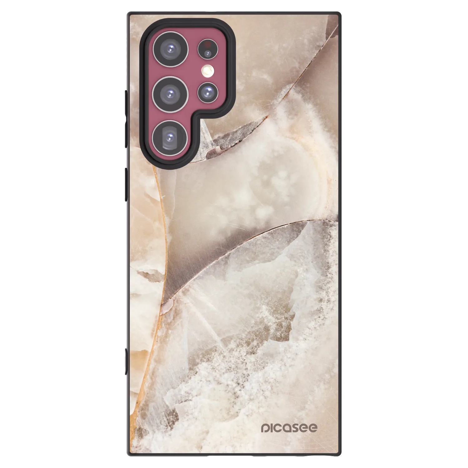 Picasee Μαύρη θήκη σιλικόνης για Samsung Galaxy S22 Ultra 5G - Cream marble