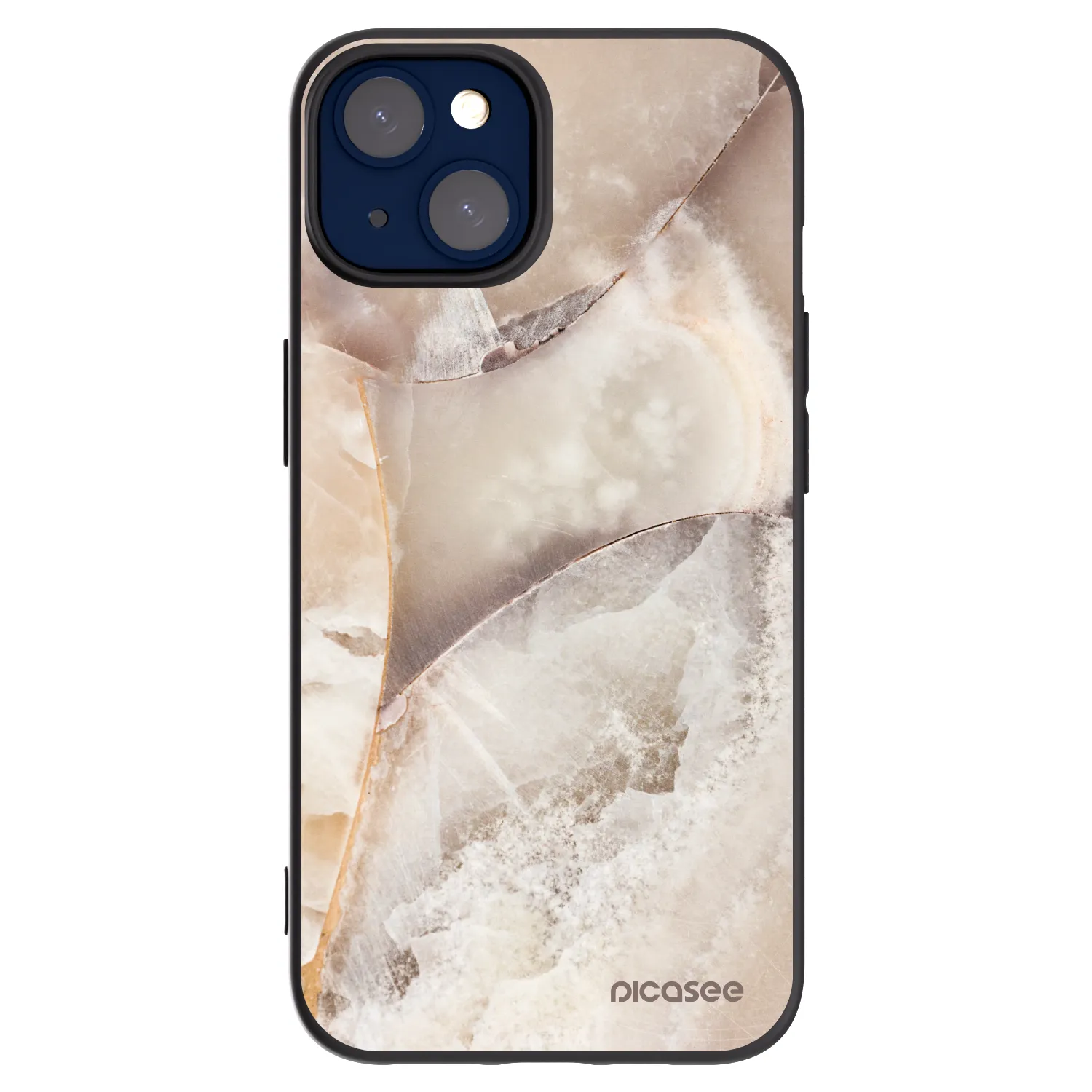 Picasee Μαύρη θήκη σιλικόνης για Apple iPhone 14 - Cream marble