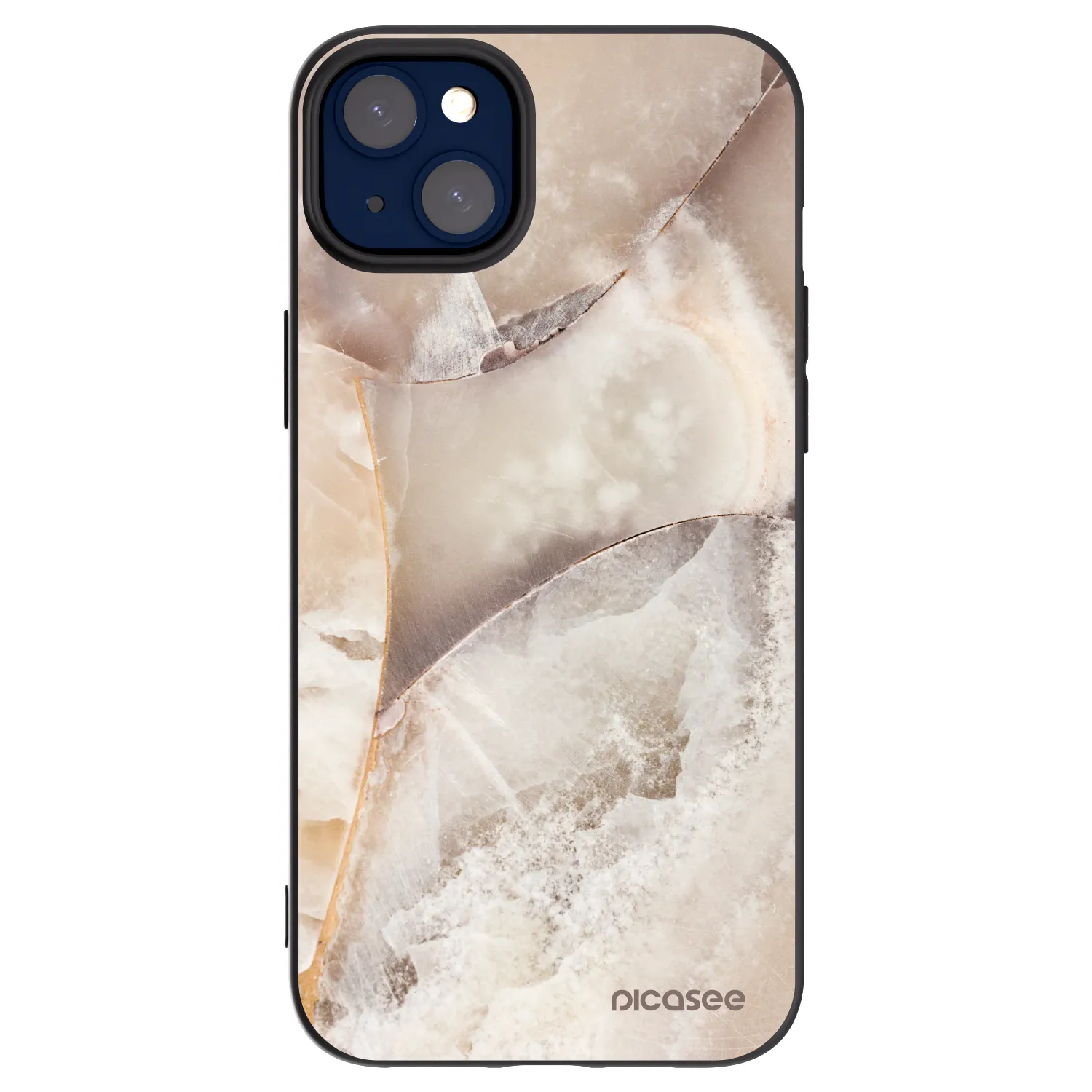 Picasee Μαύρη θήκη σιλικόνης για Apple iPhone 14 Plus - Cream marble