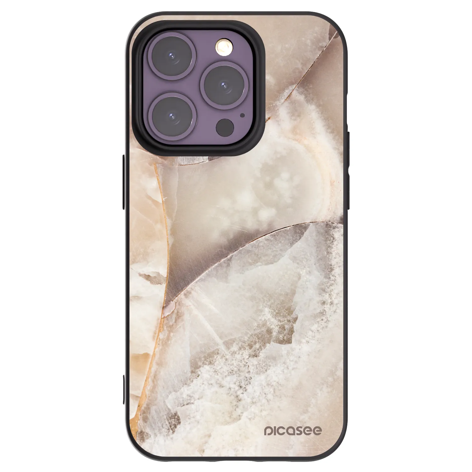 Picasee Μαύρη θήκη σιλικόνης για Apple iPhone 14 Pro - Cream marble