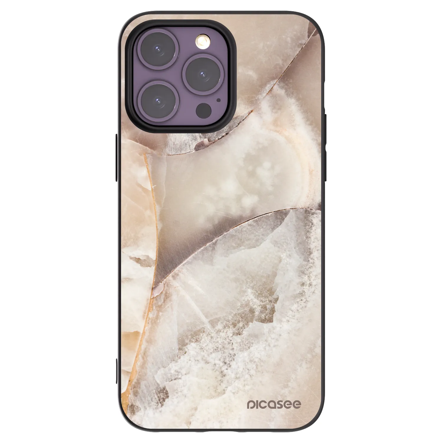 Picasee Μαύρη θήκη σιλικόνης για Apple iPhone 14 Pro Max - Cream marble