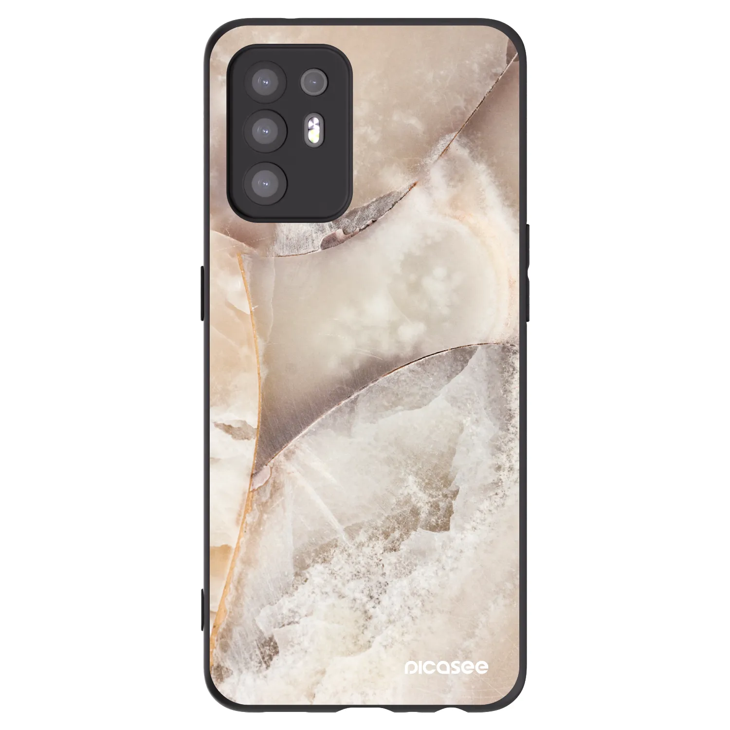 Picasee Μαύρη θήκη σιλικόνης για OPPO A94 5G - Cream marble