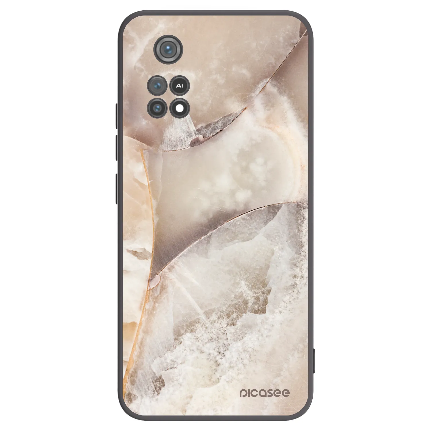 Picasee Μαύρη θήκη σιλικόνης για Xiaomi Poco M4 Pro - Cream marble