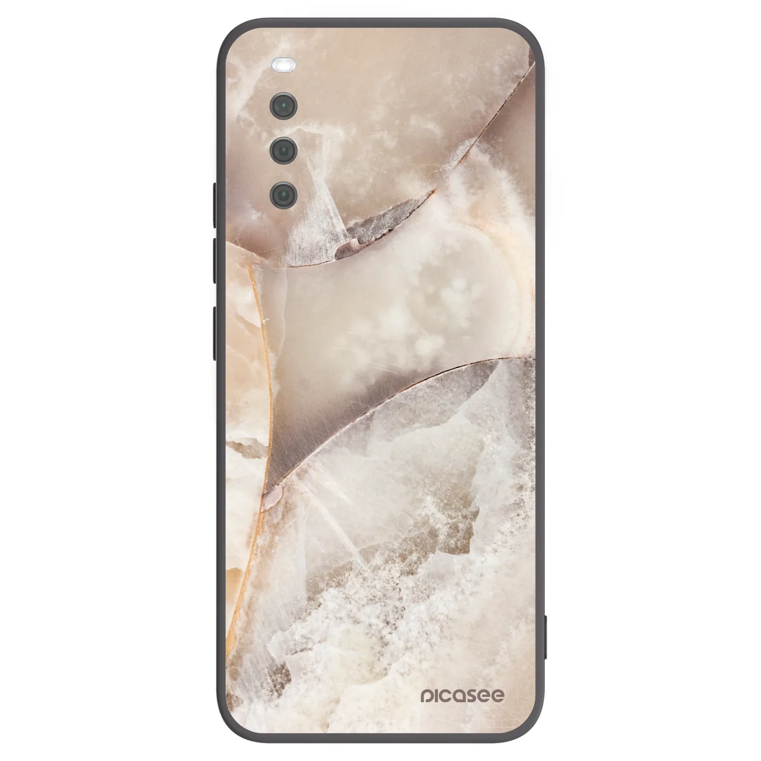 Picasee Μαύρη θήκη σιλικόνης για Sony Xperia 10 III - Cream marble
