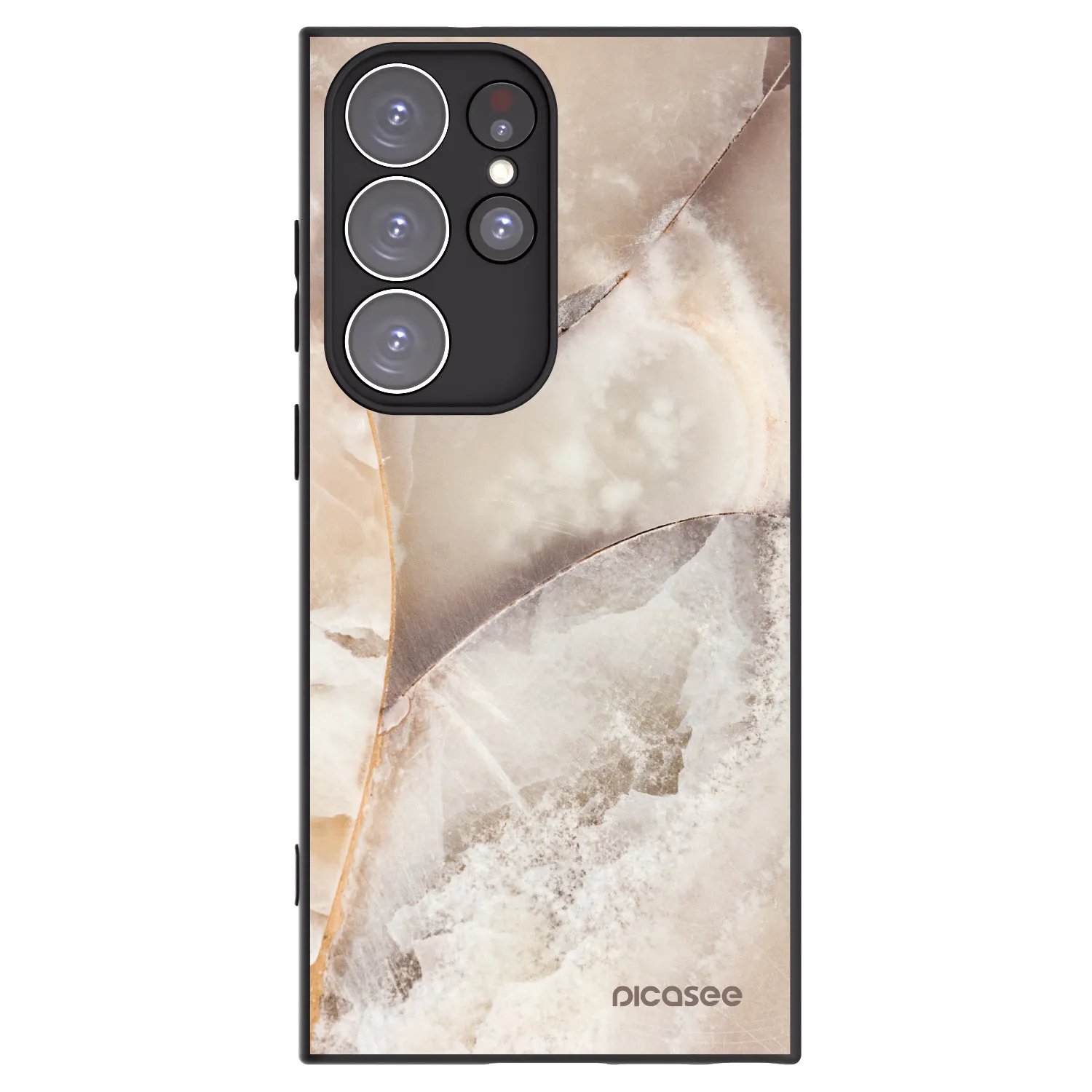 Picasee Μαύρη θήκη σιλικόνης για Samsung Galaxy S23 Ultra 5G - Cream marble
