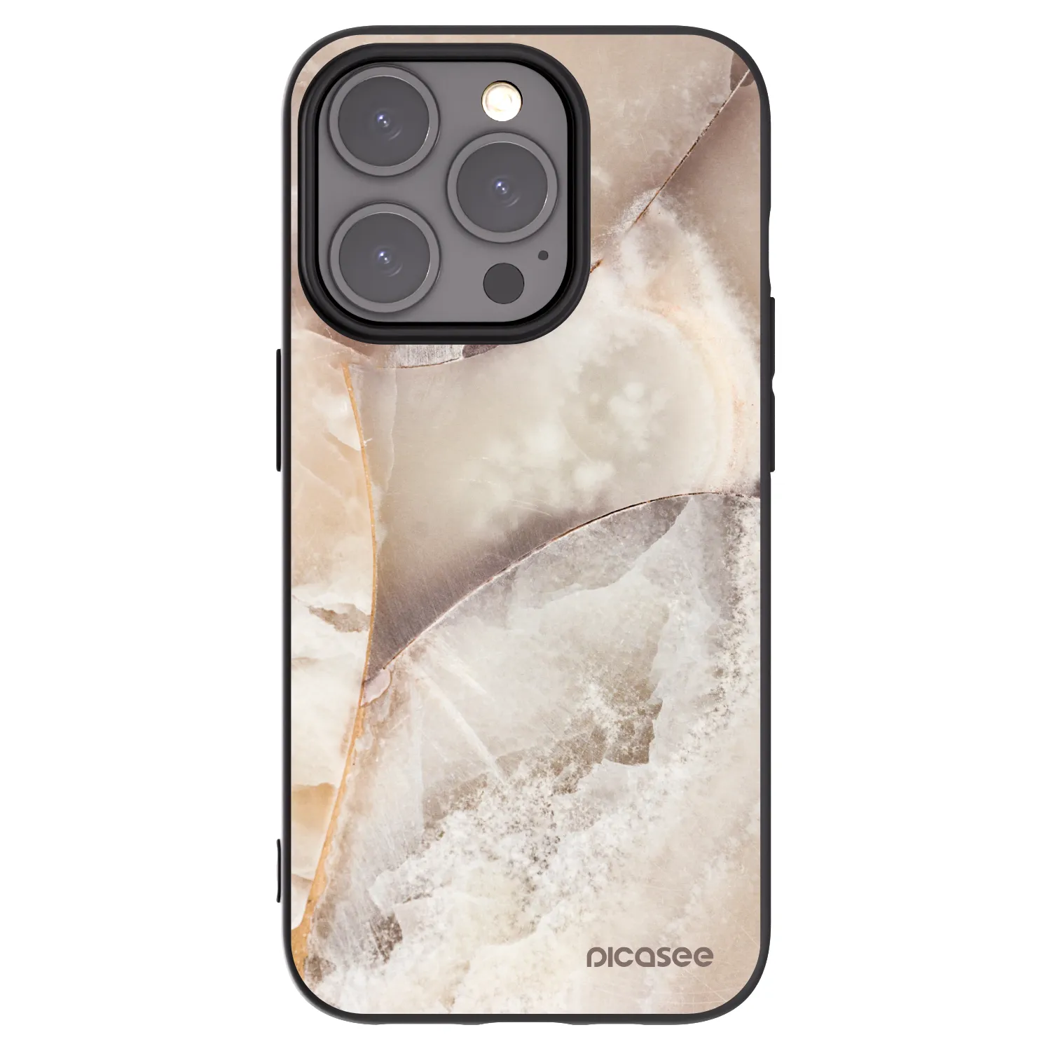 Picasee Μαύρη θήκη σιλικόνης για Apple iPhone 15 Pro - Cream marble
