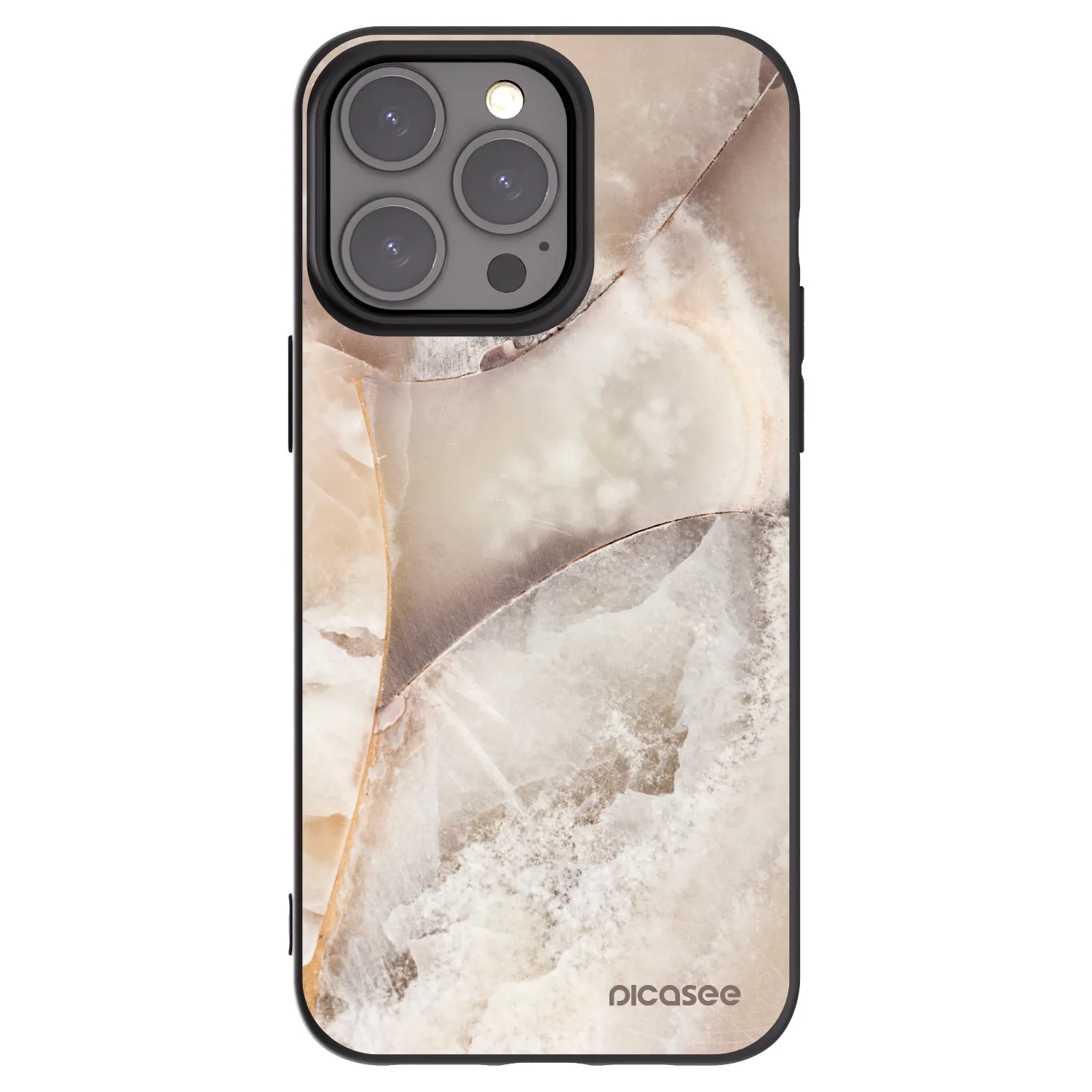 Picasee Μαύρη θήκη σιλικόνης για Apple iPhone 15 Pro Max - Cream marble