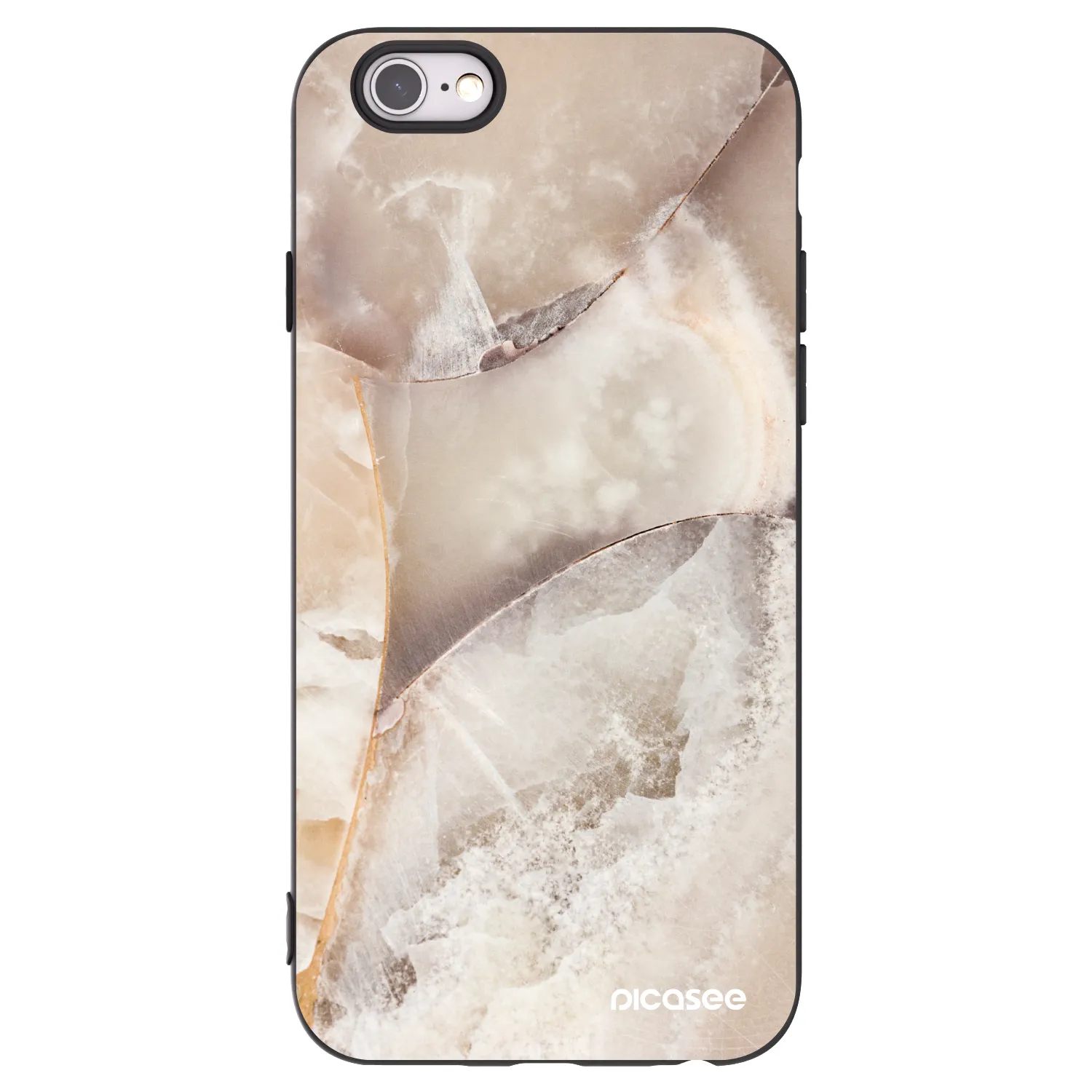 Picasee Μαύρη θήκη σιλικόνης για Apple iPhone 6/6S - Cream marble