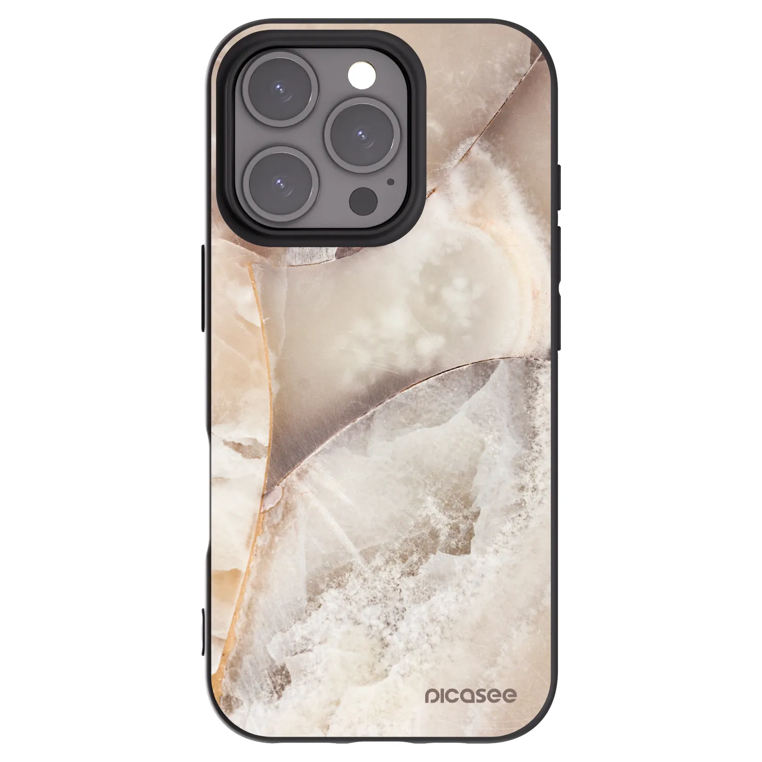 Picasee Μαύρη θήκη σιλικόνης για Apple iPhone 16 Pro - Cream marble