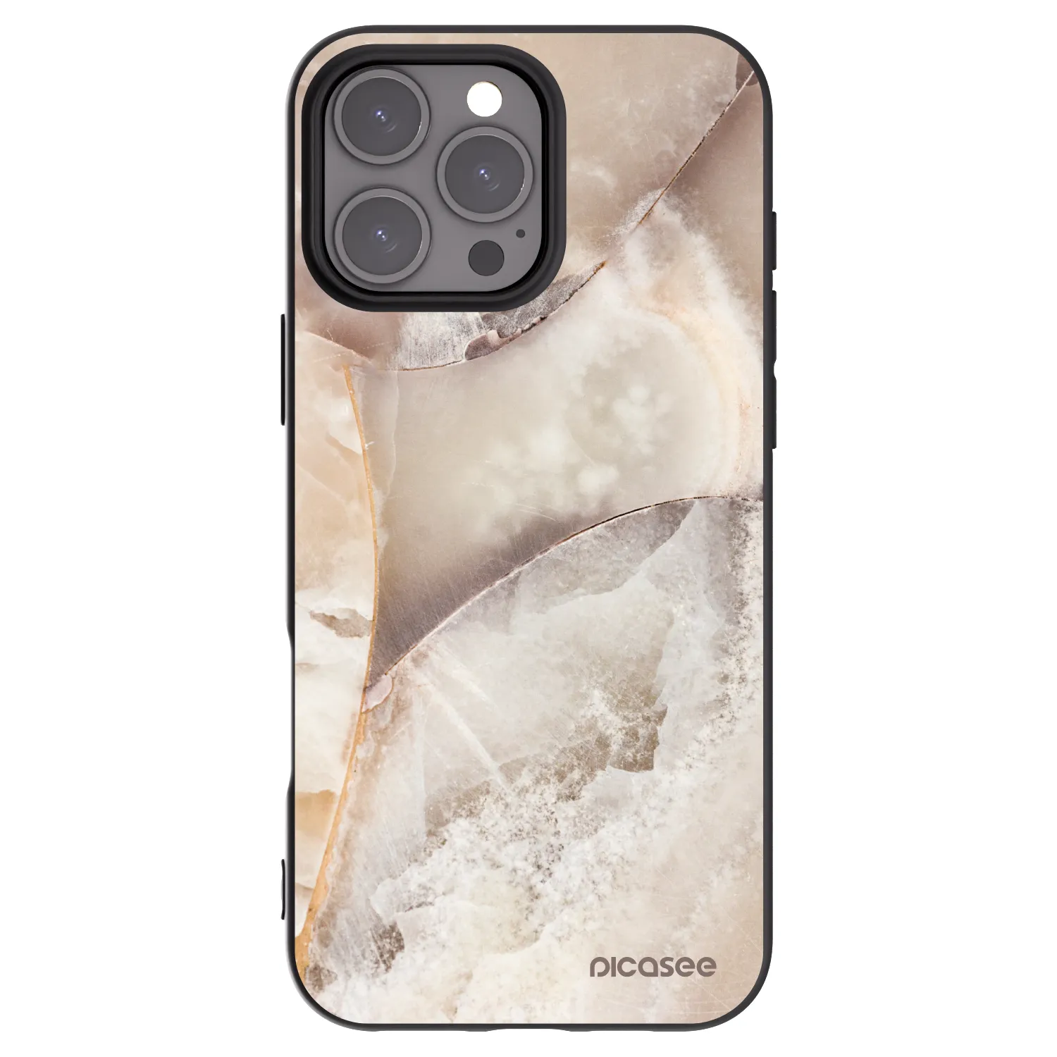 Picasee Μαύρη θήκη σιλικόνης για Apple iPhone 16 Pro Max - Cream marble