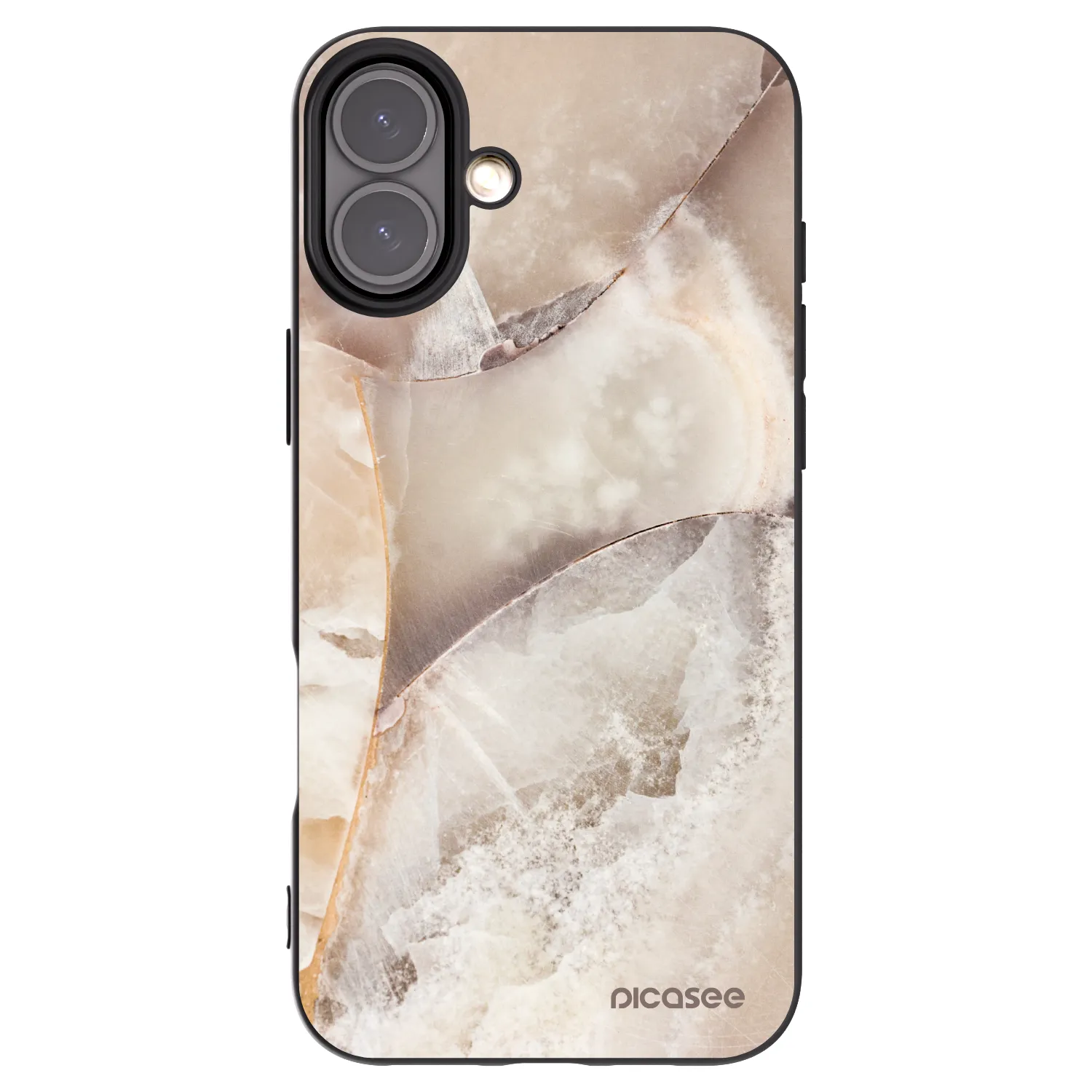 Picasee Μαύρη θήκη σιλικόνης για Apple iPhone 16 Plus - Cream marble
