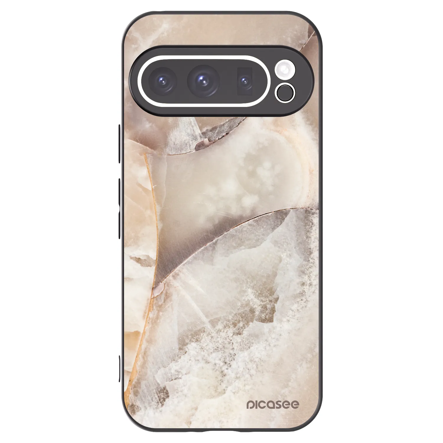 Picasee Μαύρη θήκη σιλικόνης για Google Pixel 9 Pro - Cream marble