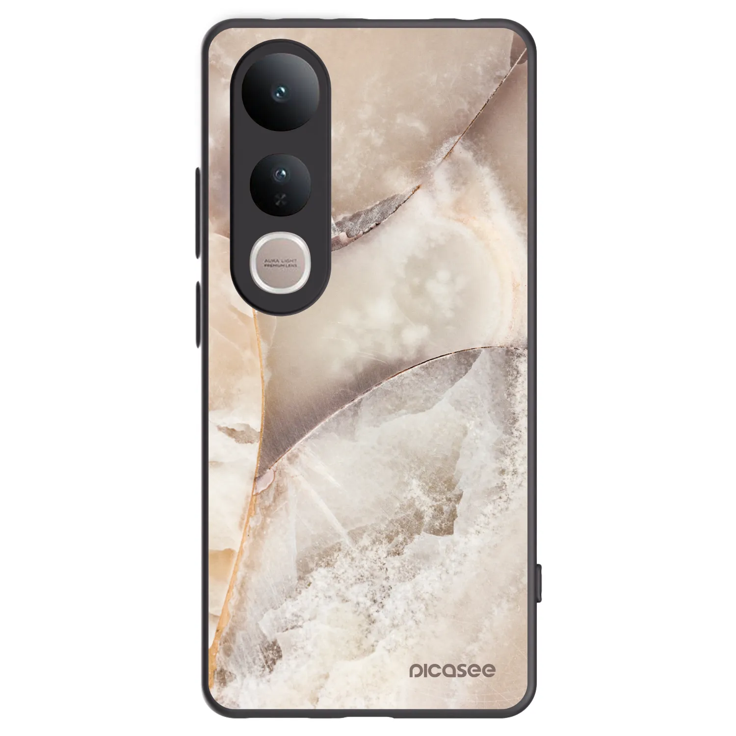 Picasee Μαύρη θήκη σιλικόνης για Vivo V50 Lite 5G - Cream marble