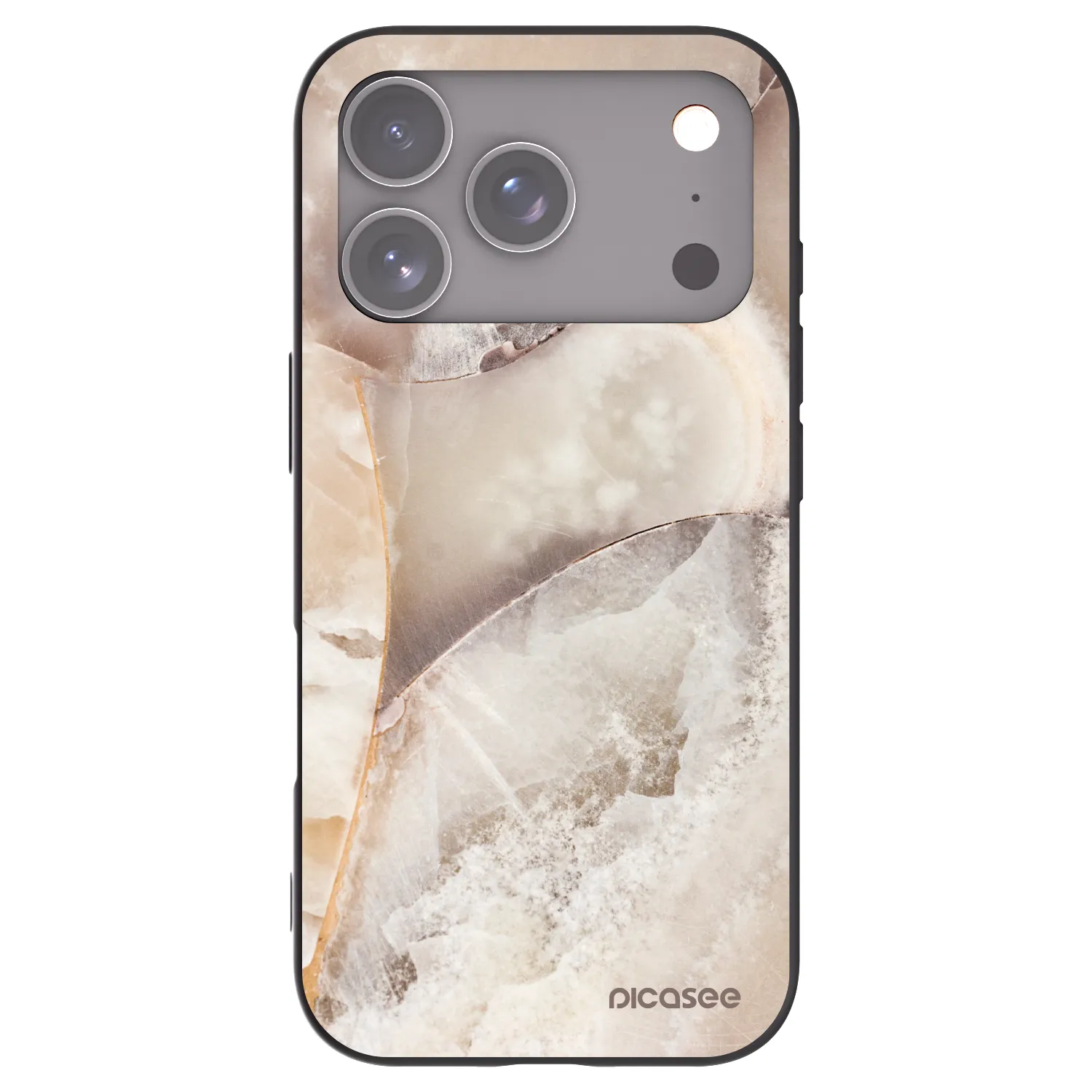 Picasee Μαύρη θήκη σιλικόνης για Apple iPhone 17 Pro - Cream marble