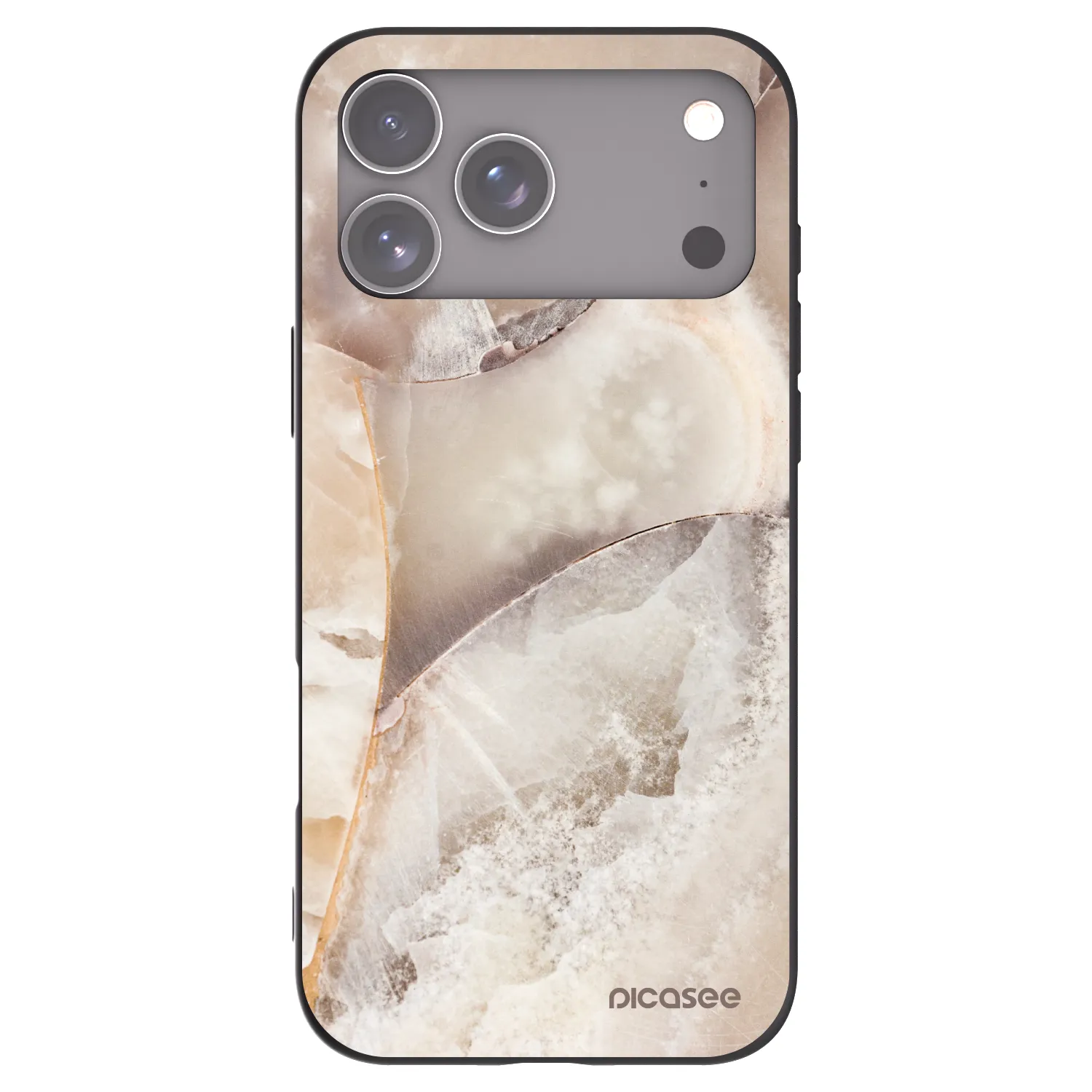 Picasee Μαύρη θήκη σιλικόνης για Apple iPhone 17 Pro Max - Cream marble