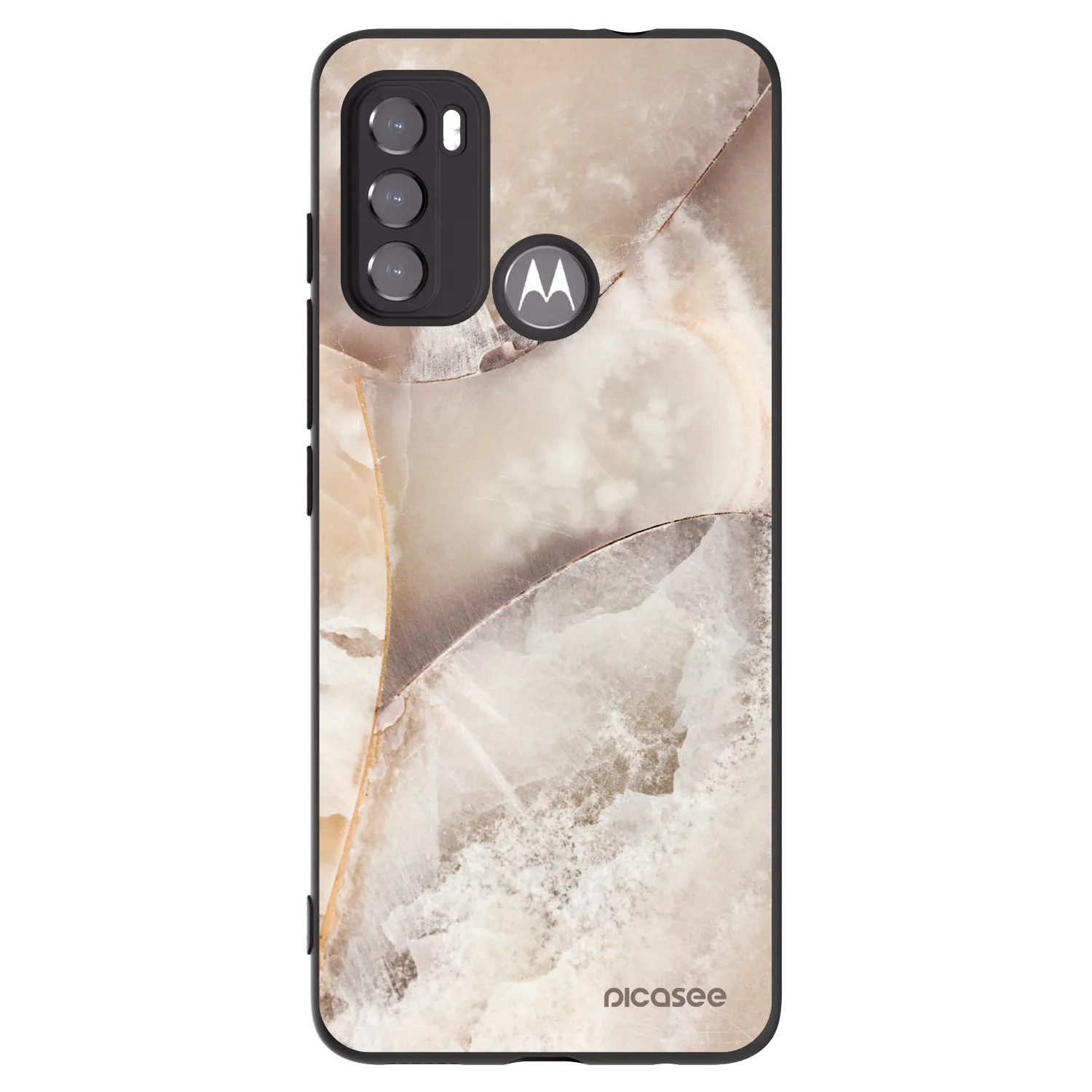 Picasee Μαύρη θήκη σιλικόνης για Motorola Edge 60 5G - Cream marble
