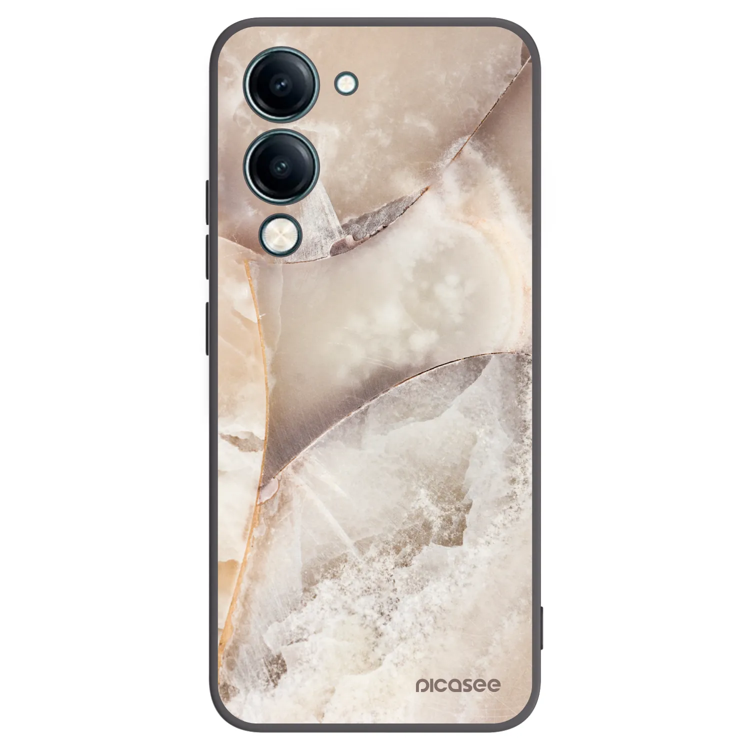 Picasee Μαύρη θήκη σιλικόνης για Vivo Y29s 5G - Cream marble