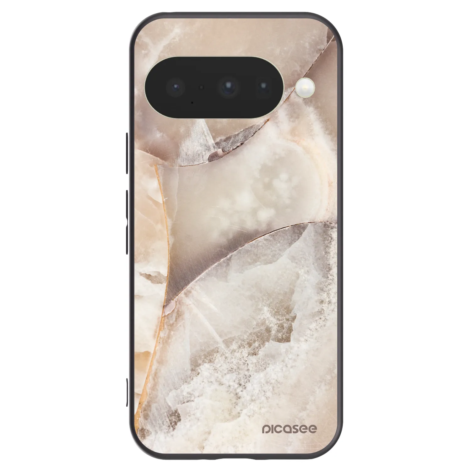 Picasee Μαύρη θήκη σιλικόνης για Google Pixel 10 - Cream marble