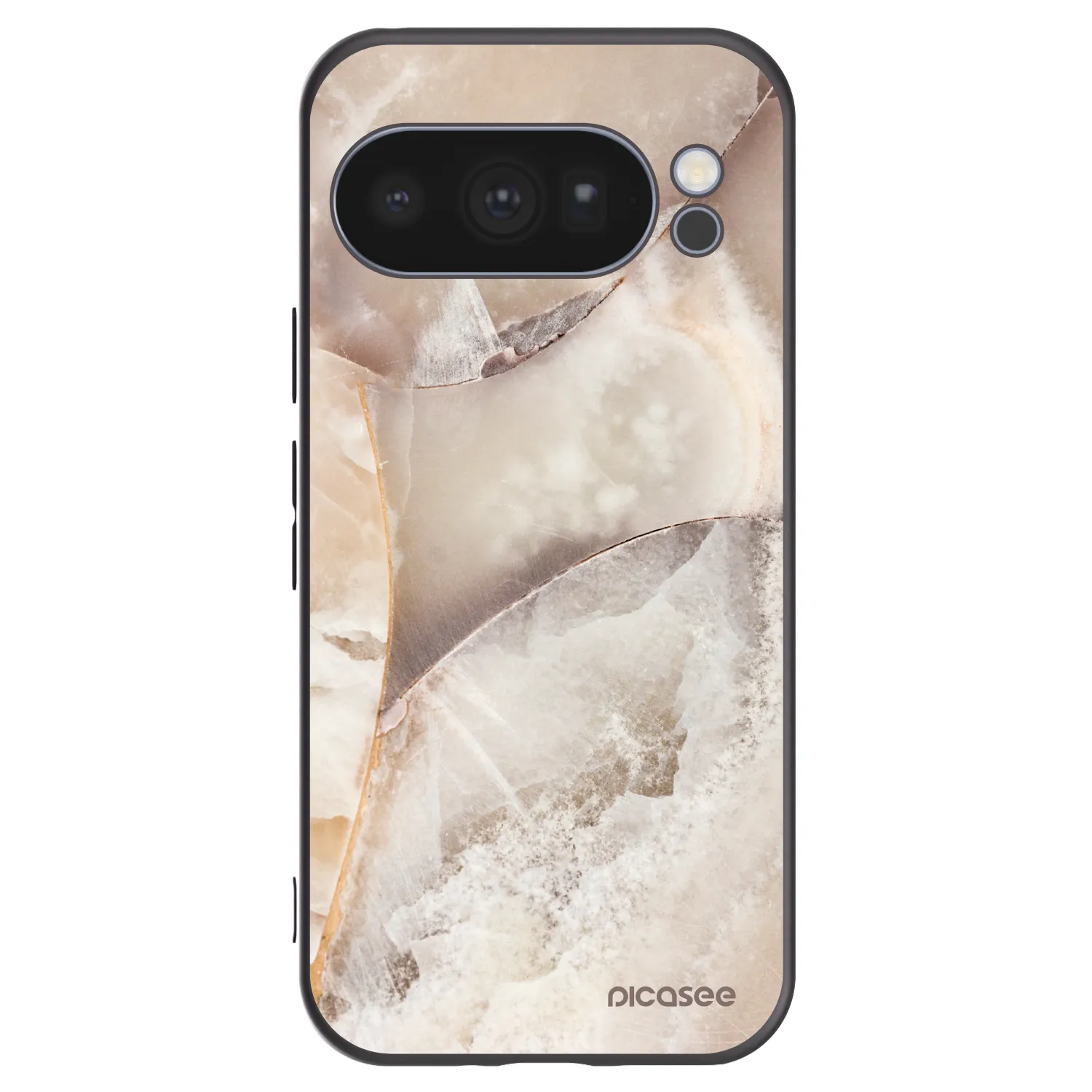 Picasee Μαύρη θήκη σιλικόνης για Google Pixel 10 Pro - Cream marble