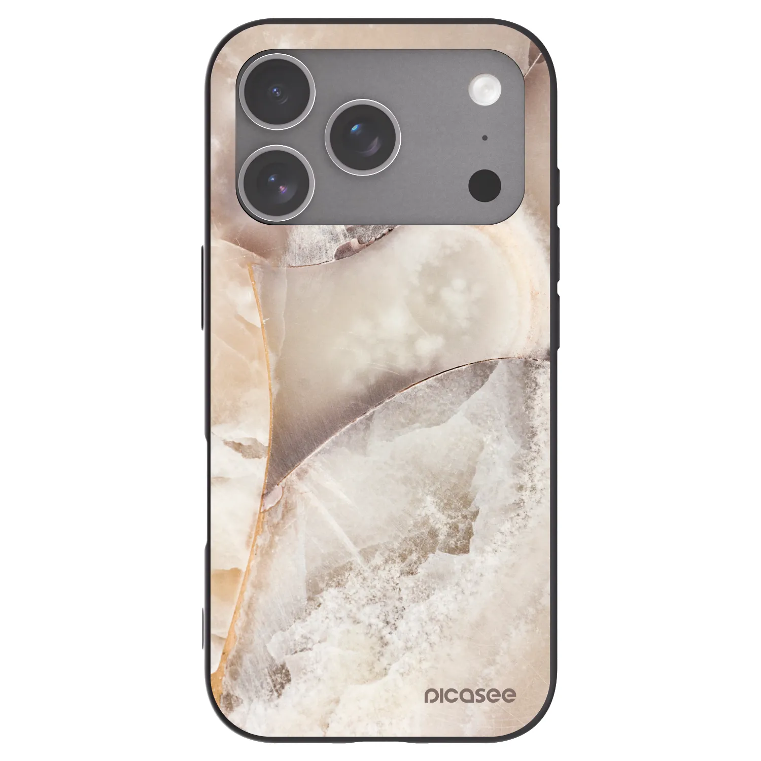 Picasee Μαύρη θήκη σιλικόνης για Apple iPhone 18 Pro - Cream marble