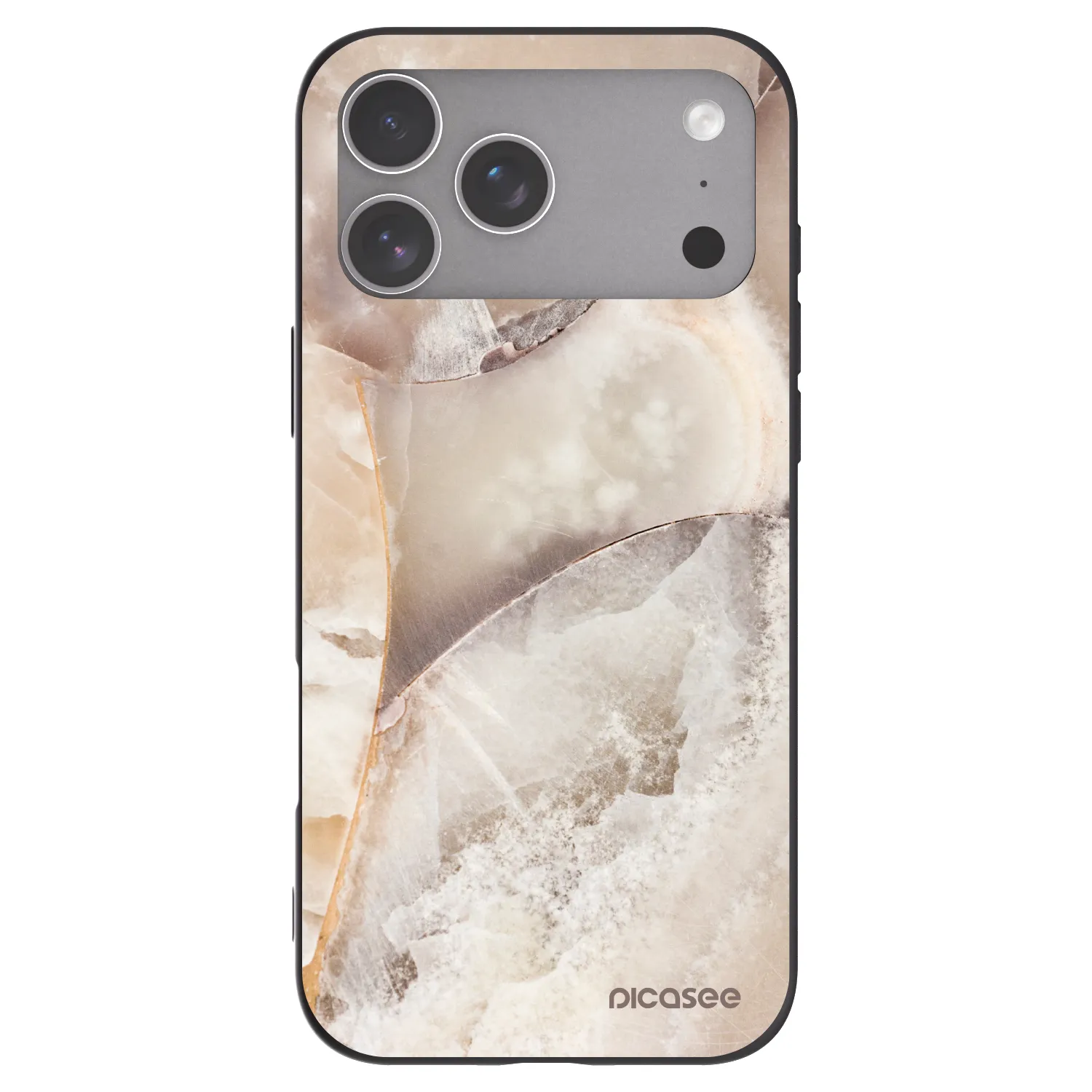 Picasee Μαύρη θήκη σιλικόνης για Apple iPhone 18 Pro Max - Cream marble