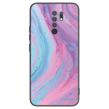 Picasee Μαύρη θήκη σιλικόνης για Xiaomi Redmi 9 - Pink liquid