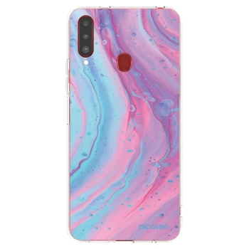 Picasee διαφανής θήκη σιλικόνης Samsung Galaxy A20s - Pink liquid