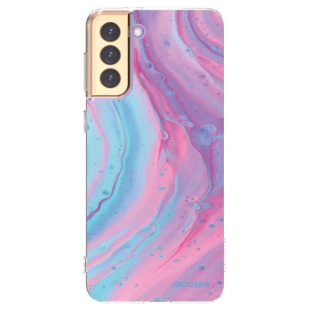Picasee διαφανής θήκη σιλικόνης Samsung Galaxy S21+ 5G G996F - Pink liquid