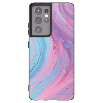 Picasee Μαύρη θήκη σιλικόνης για Samsung Galaxy S21 Ultra 5G G998B - Pink liquid