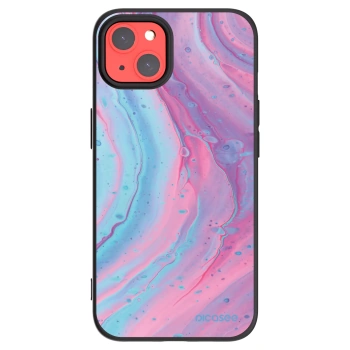 Picasee Μαύρη θήκη σιλικόνης για Apple iPhone 13 - Pink liquid