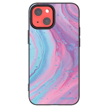 Picasee Μαύρη θήκη σιλικόνης για Apple iPhone 13 mini - Pink liquid