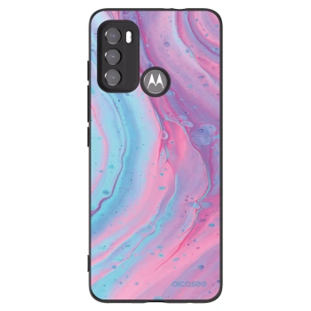 Picasee Μαύρη θήκη σιλικόνης για Motorola Moto G60 - Pink liquid