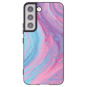 Picasee Μαύρη θήκη σιλικόνης για Samsung Galaxy S22 5G - Pink liquid