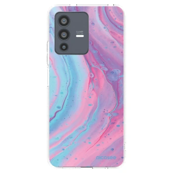 Picasee διαφανής θήκη σιλικόνης Vivo V23 5G - Pink liquid