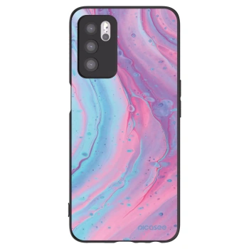 Picasee Μαύρη θήκη σιλικόνης για OPPO A16s - Pink liquid