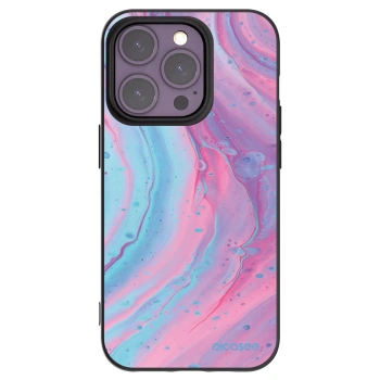 Picasee Μαύρη θήκη σιλικόνης για Apple iPhone 14 Pro - Pink liquid